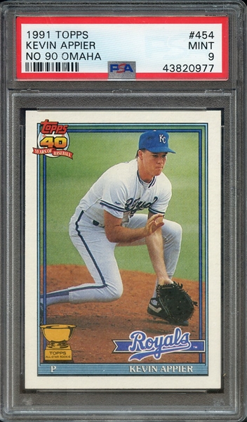 1991 TOPPS 454 KEVIN APPIER NO 90 OMAHA PSA MINT 9