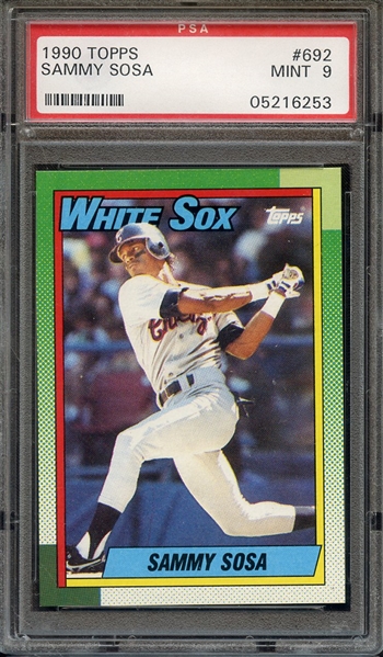 1990 TOPPS 692 SAMMY SOSA PSA MINT 9