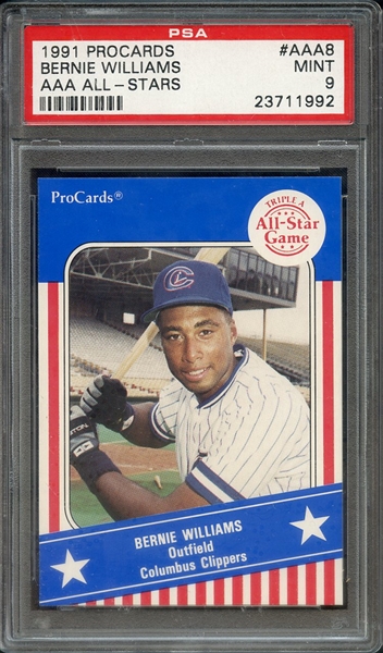 1991 PROCARDS AAA ALL-STARS AAA8 BERNIE WILLIAMS AAA ALL-STARS PSA MINT 9