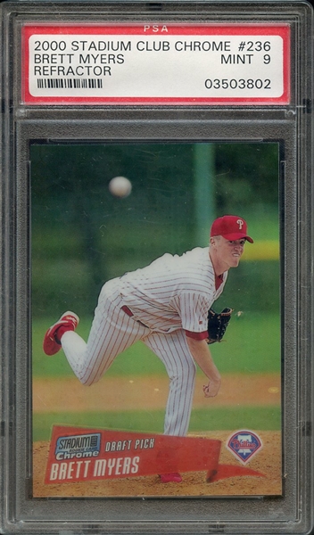 2000 STADIUM CLUB CHROME 236 BRETT MYERS REFRACTOR PSA MINT 9