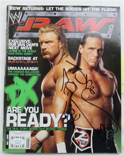 Shawn Michaels Batista John Cena Carlito Maria Kanellis Signed WWE WWF Magazine July 2006 JSA UU73765