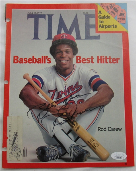 Rod Carew Signed Auto Autograph Time Magazine Cut Cover 7/18/77 JSA AE26336