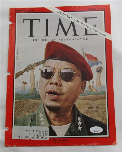 Nguyen Khanh Signed Auto Autograph Time Magazine Cut Cover 8/7/64 JSA AE26232