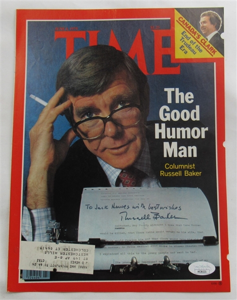 Russell Baker Signed Auto Autograph Time Magazine Cut Cover 6/4/79 JSA AE26221