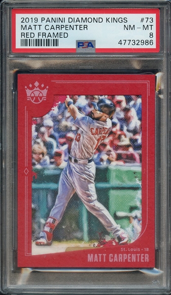 2019 PANINI DIAMOND KINGS 73 MATT CARPENTER RED FRAMED PSA NM-MT 8