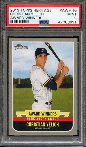 2019 TOPPS HERITAGE AWARD WINNERS AW-10 CHRISTIAN YELICH AWARD WINNERS PSA MINT 9