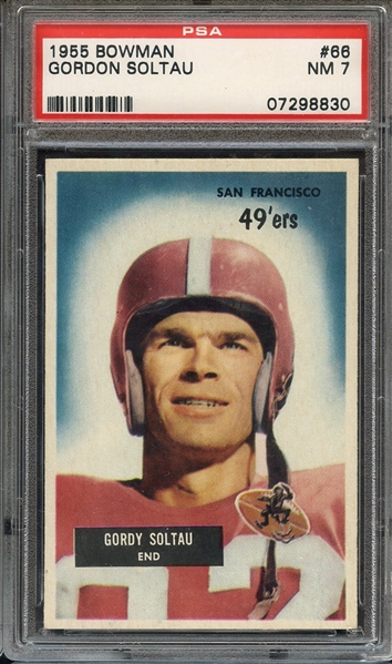 1955 BOWMAN 66 GORDON SOLTAU PSA NM 7