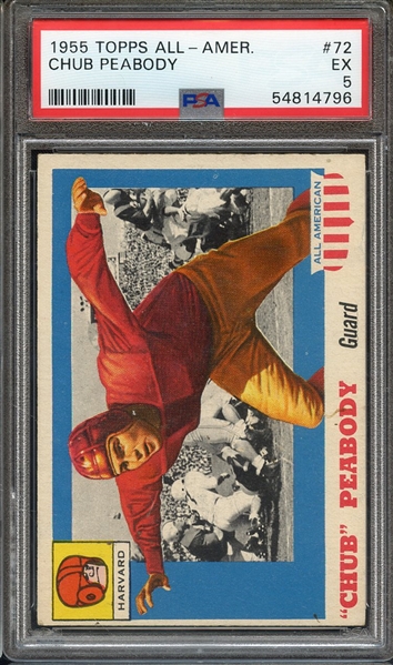 1955 TOPPS ALL-AMER. 72 CHUB PEABODY PSA EX 5