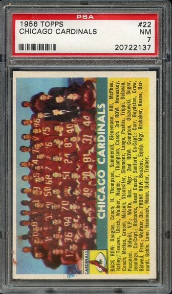 1956 TOPPS 22 CHICAGO CARDINALS PSA NM 7