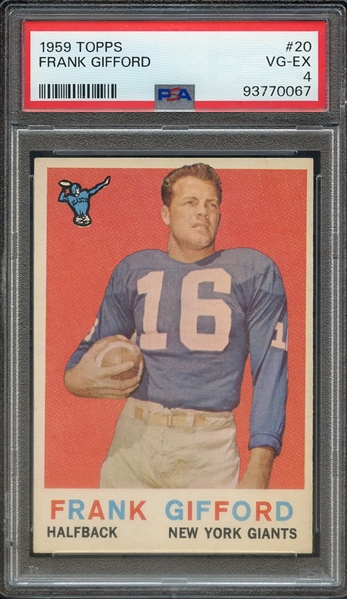 1959 TOPPS 20 FRANK GIFFORD PSA VG-EX 4