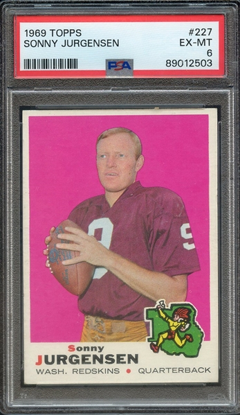 1969 TOPPS 227 SONNY JURGENSEN PSA EX-MT 6