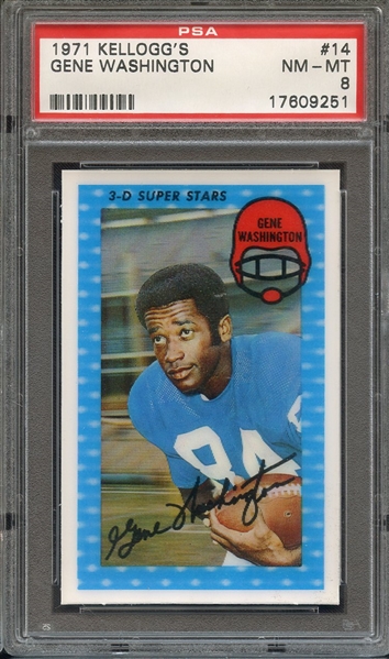 1971 KELLOGG'S 14 GENE WASHINGTON PSA NM-MT 8