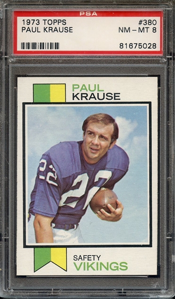 1973 TOPPS 380 PAUL KRAUSE PSA NM-MT 8