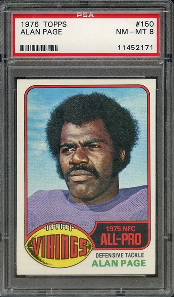 1976 TOPPS 150 ALAN PAGE PSA NM-MT 8