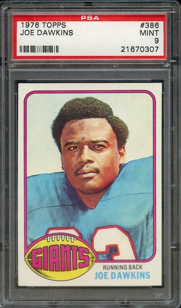 1976 TOPPS 386 JOE DAWKINS PSA MINT 9