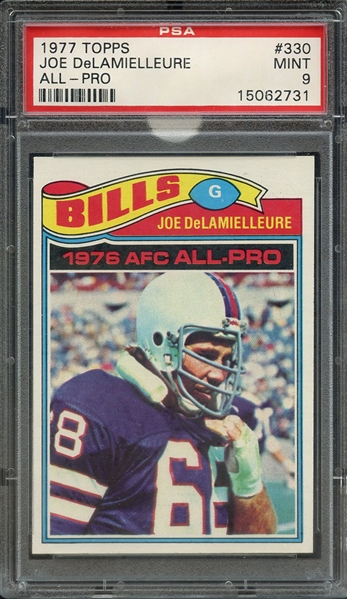 1977 TOPPS 330 JOE DeLAMIELLEURE ALL-PRO PSA MINT 9