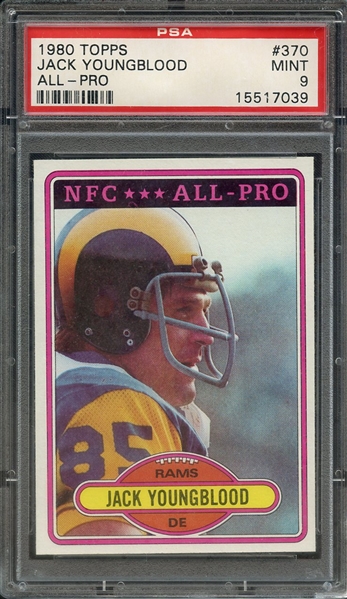 1980 TOPPS 370 JACK YOUNGBLOOD ALL-PRO PSA MINT 9