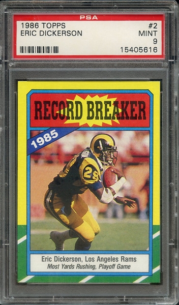 1986 TOPPS 2 ERIC DICKERSON PSA MINT 9