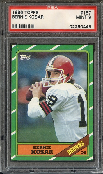 1986 TOPPS 187 BERNIE KOSAR PSA MINT 9