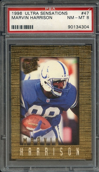 1996 ULTRA SENSATIONS 47 MARVIN HARRISON PSA NM-MT 8