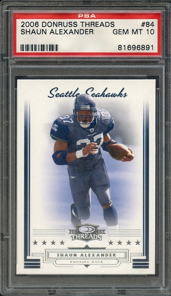 2006 DONRUSS THREADS 84 SHAUN ALEXANDER PSA GEM MT 10