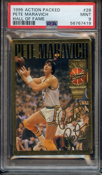 1995 ACTION PACKED HALL OF FAME 26 PETE MARAVICH HALL OF FAME PSA MINT 9