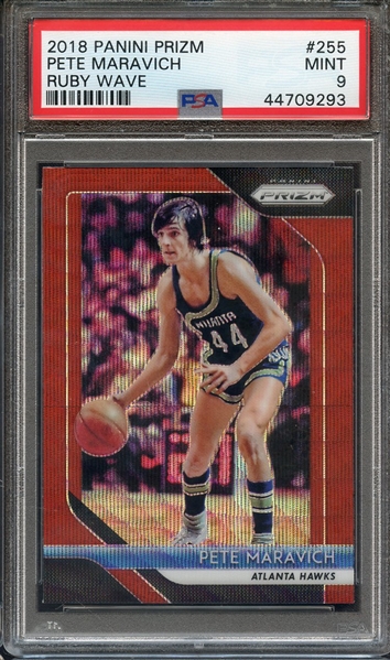 2018 PANINI PRIZM 255 PETE MARAVICH RUBY WAVE PSA MINT 9