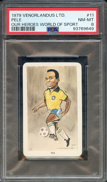 1979 VENORLANDUS LTD. OUR HEROES WORLD OF SPORT 11 PELE PSA NM-MT 8