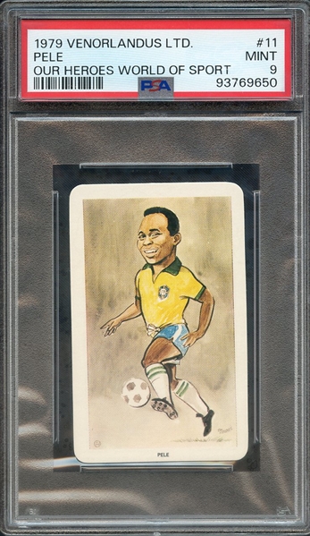 1979 VENORLANDUS LTD. OUR HEROES WORLD OF SPORT 11 PELE PSA MINT 9