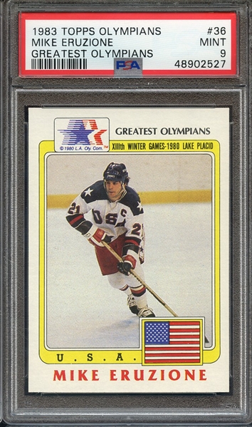 1983 TOPPS HISTORY'S GREATEST OLYMPIANS 36 MIKE ERUZIONE GREATEST OLYMPIANS PSA MINT 9