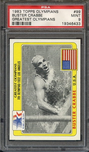 1983 TOPPS HISTORY'S GREATEST OLYMPIANS 99 BUSTER CRABBE PSA MINT 9