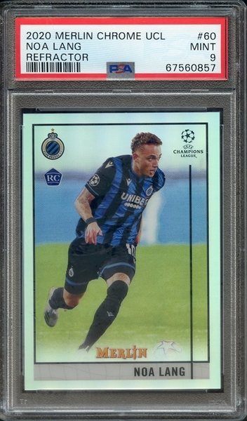 2020 TOPPS MERLIN CHROME UEFA CHAMPIONS LEAGUE 60 NOA LANG REFRACTOR PSA MINT 9