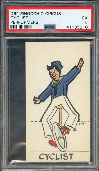 1930 D64 PINOCCHIO CIRCUS PERFORMERS CYCLIST PERFORMERS PSA EX 5