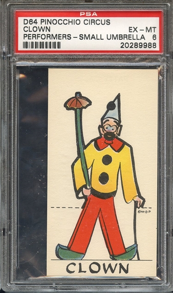 1930 D64 PINOCCHIO CIRCUS PERFORMERS CLOWN PERFORMERS-SMALL UMBRELLA PSA EX-MT 6