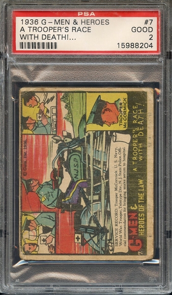 1936 G-MEN & HEROES 7 A TROOPER'S RACE WITH DEATH!... PSA GOOD 2