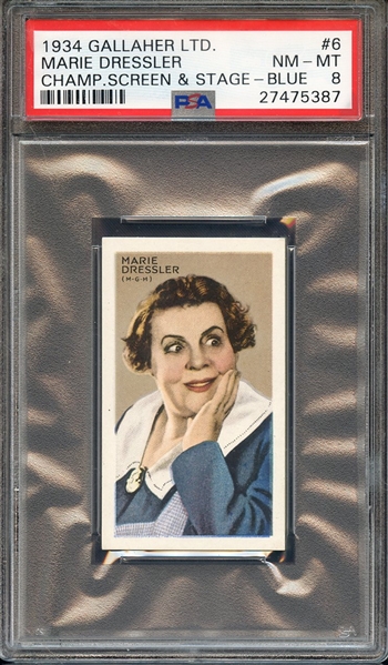 1934 GALLAHER LTD. CHAMPIONS OF SCREEN & STAGE 6 MARIE DRESSLER CHAMP.SCREEN & STAGE-BLUE PSA NM-MT 8