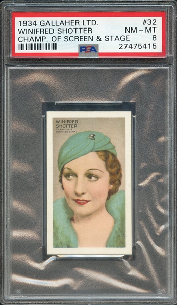 1934 GALLAHER LTD. CHAMPIONS OF SCREEN & STAGE 32 WINIFRED SHOTTER CHAMP. OF SCREEN & STAGE PSA NM-MT 8