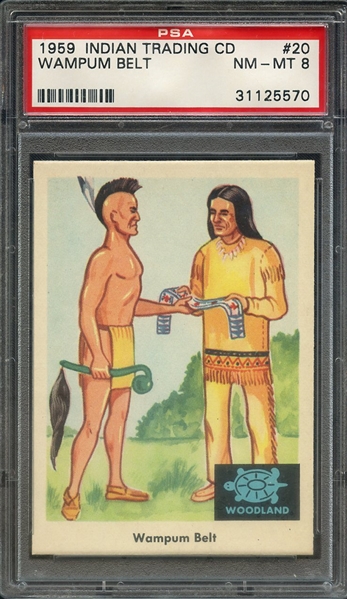 1959 INDIAN TRADING CARD 20 WAMPUM BELT PSA NM-MT 8