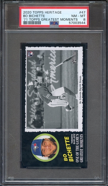 2020 TOPPS HERITAGE 1971 TOPPS GREATEST MOMENTS 47 BO BICHETTE '71 TOPPS GREATEST MOMENTS PSA NM-MT 8