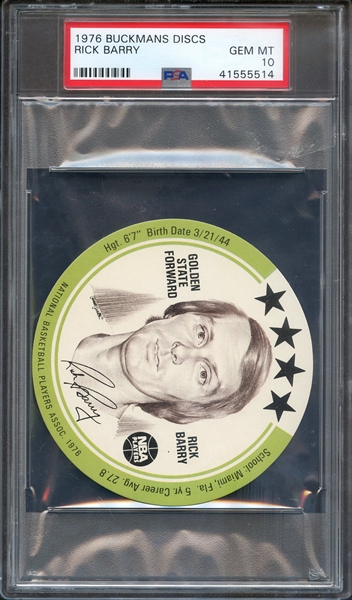 1976 BUCKMANS DISCS RICK BARRY PSA GEM MT 10