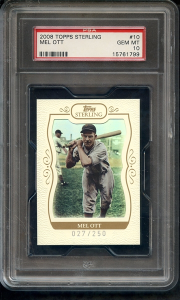 2008 TOPPS STERLING 10 MEL OTT PSA GEM MT 10