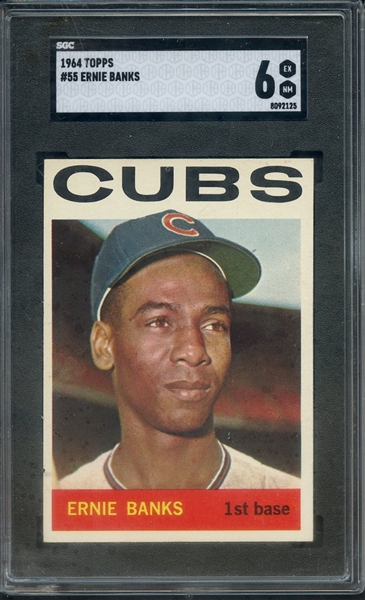 1964 TOPPS 55 ERNIE BANKS SGC EX-MT 6