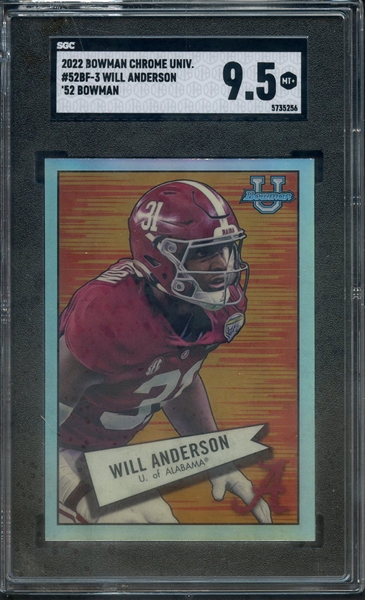 2022 BOWMAN CHROME UNIVERSITY 52 BOWMAN 3 WILL ANDERSON SGC MINT+ 9.5