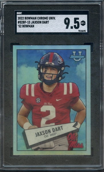 2022 BOWMAN CHROME UNIVERSITY 52 BOWMAN 13 JAXSON DART SGC MINT+ 9.5