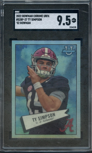 2022 BOWMAN CHROME UNIVERSITY 52 BOWMAN 27 TY SIMPSON SGC MINT+ 9.5