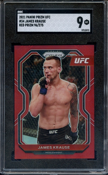 2021 PANINI PRIZM UFC RED PRIZM 34 JAMES KRAUSE 96/275 SGC MINT 9