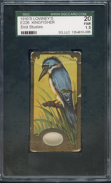 1910'S LOWNEY'S E226 BIRD STUDIES KINGFISHER SGC FAIR 20 / 1.5