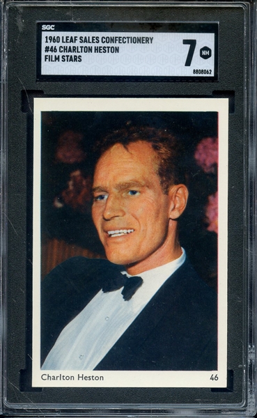 1960 LEAF SALES CONFECTIONERY FILM STARS 46 CHARLTON HESTON SGC NM 7