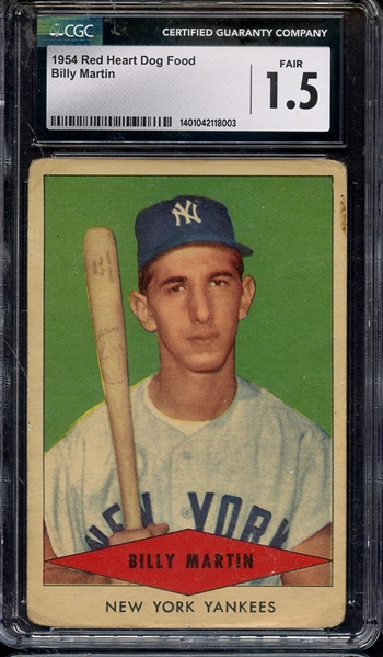 1954 RED HEART BILLY MARTIN CGC FAIR 1.5