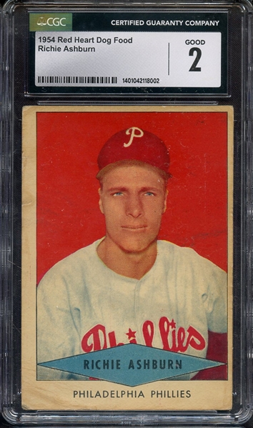 1954 RED HEART RICHIE ASHBURN CGC GOOD 2